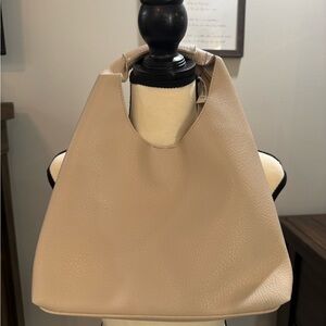 Banana Republic Chic Beige Vegan Leather Women's Shoulder Bag